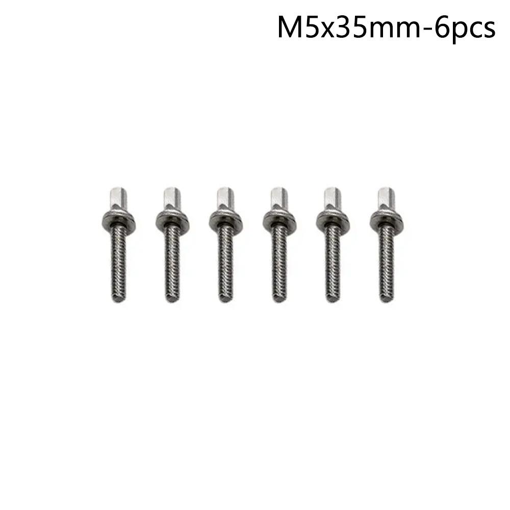 6Pcs with Washers Drum Tension Rods M5 Drum Tight Screw New Drum Lug Bolts for Jazz Drums Repair