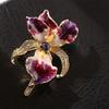 Jewelry Iris Flower Brooch Rhinestone Plants Badge Luxury Enamel Lapel Pin  Gift