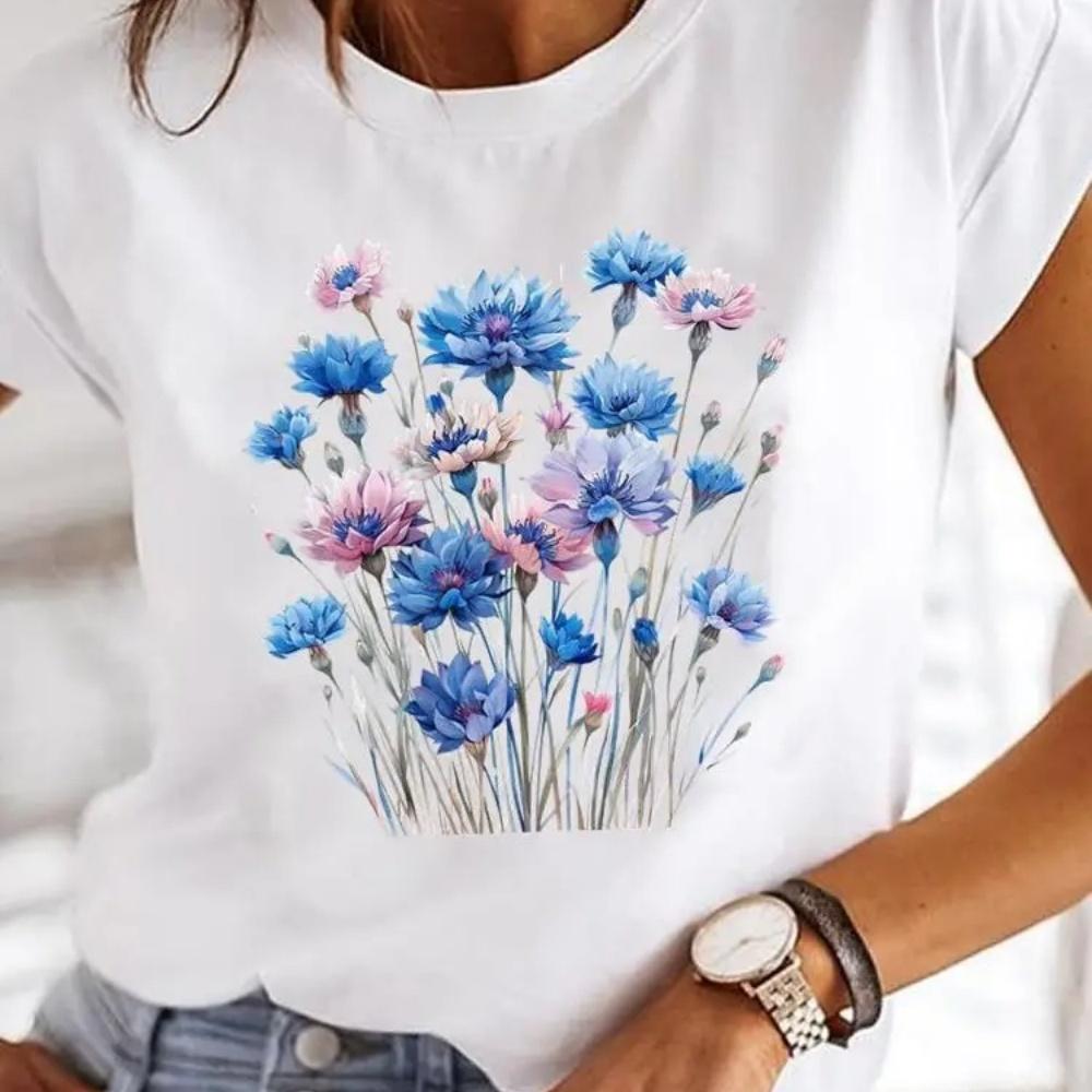 Butterfly Trend 90s Casual Top Clothes Female Short Sleeve Print Tshirts Fashion Oneck T Clothing for Women Graphic Tee