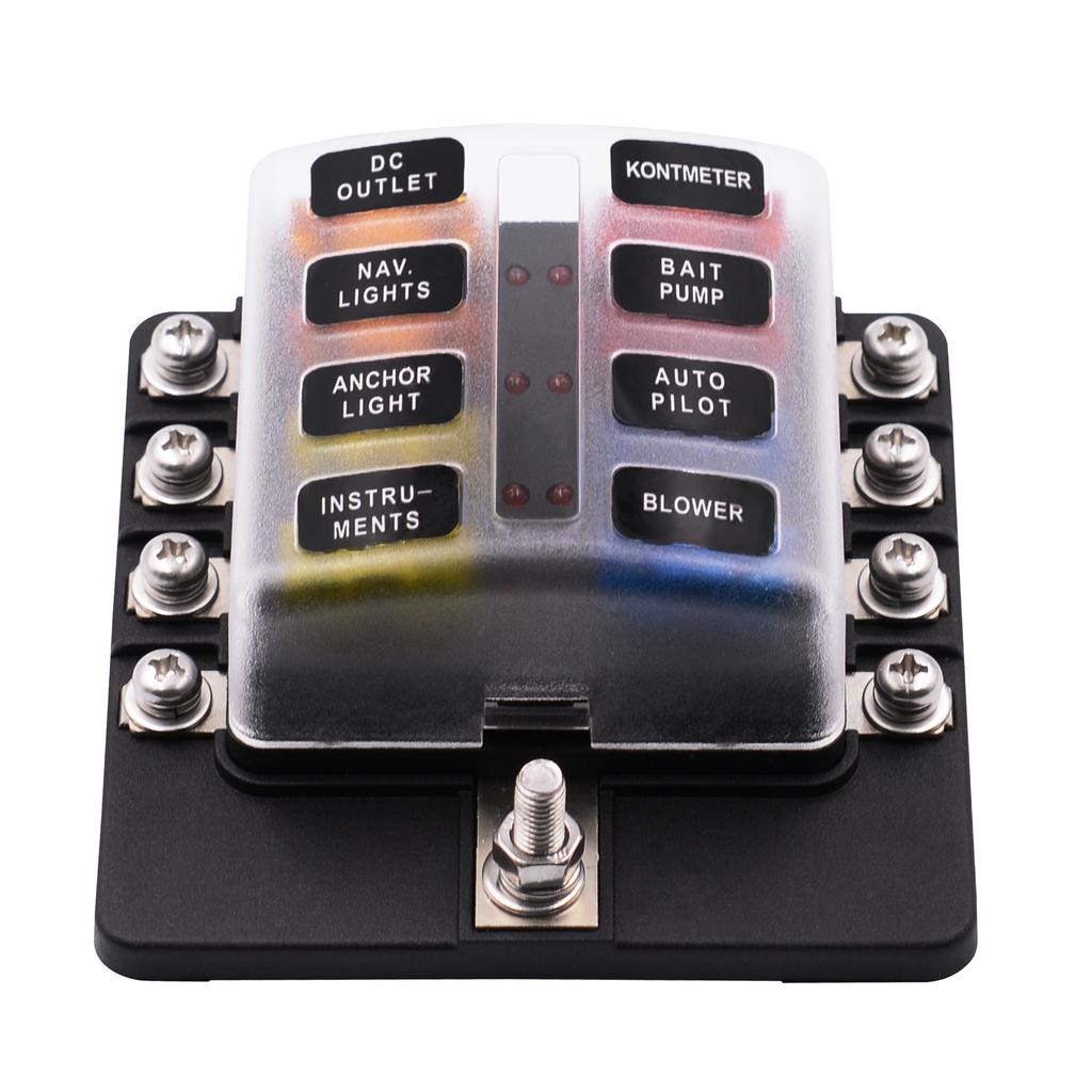 Fuse Box Holder 8 Way Screw Fuse Block for Car, Off-Road, RV, Bus, Yacht, Boat