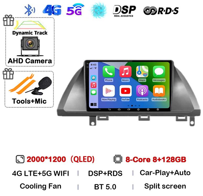 Android 14 Auto Carplay For Honda Odyssey 2005 - 2010 Screen Car Radio Stereo GPS Navigation Multimedia Video Player WIFI 4G DSP