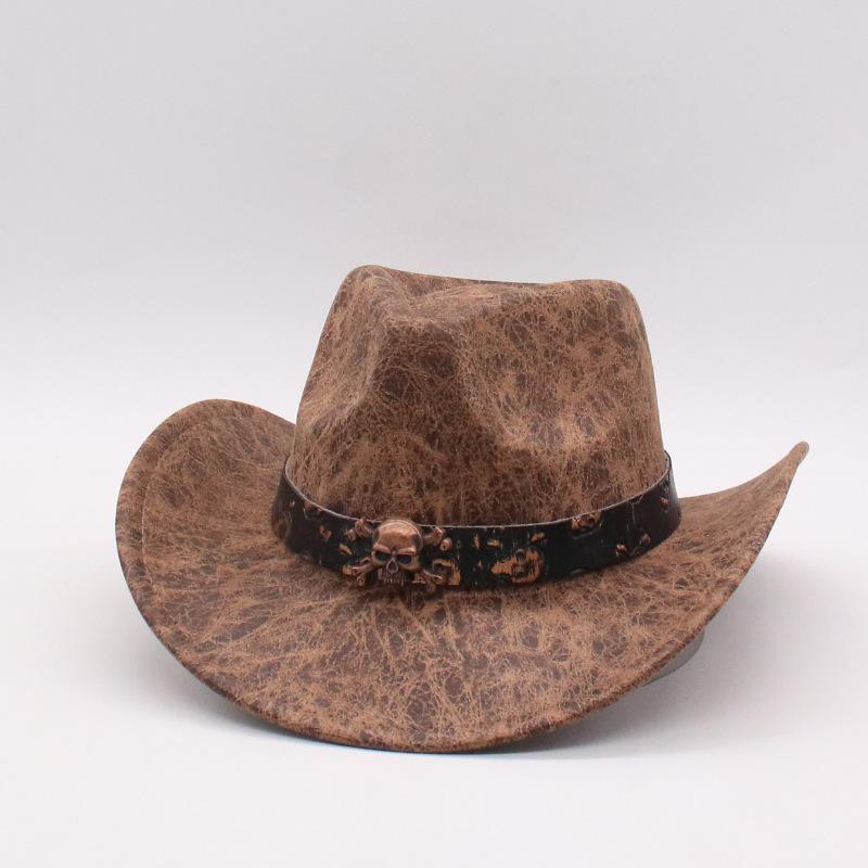 Halloween Skull Accessories Western Cowboy Hat Outdoor Mountaineering Sun Hat Wedge Wool Hat Overseas Curled Cowboy Hat
