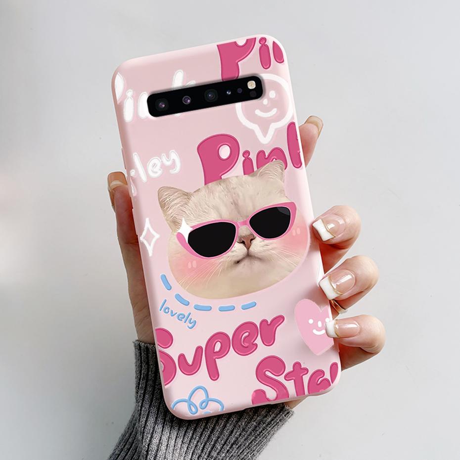 For Samsung S10 5G Case SM-G977N SM-G977B Cute Cat Cartoon Frog Phone Cases For Samsung Galaxy S10 5G Back Cover Silicone Bumper