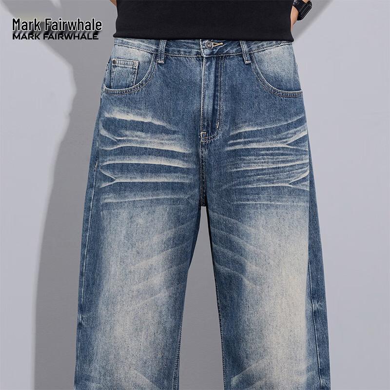 MARK FAIRWHALE Men's Loose Fit Retro Blue Jeans