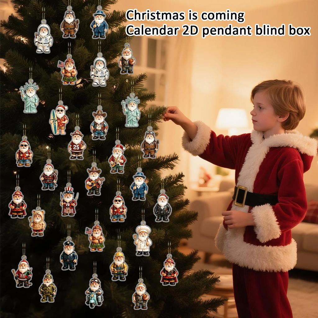 2026 Christmas Advent Calendar with 2D Hanging Ornaments Holiday Box