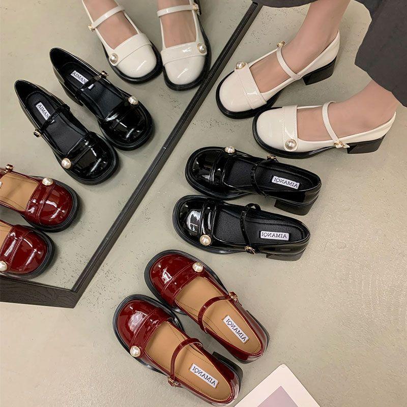 Retro Small Fragrant Mary Jane Women's Shoes New Versatile Thick Heel with Skirt Japanese Small Leather Shoes Single Shoes