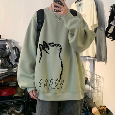 Hooded Sweatshirt for Men In Spring Autumn Winter Round Neck Long Sleeved T-shirt with Thick Velvet Top Pullovers & Long Sleeves Men’s