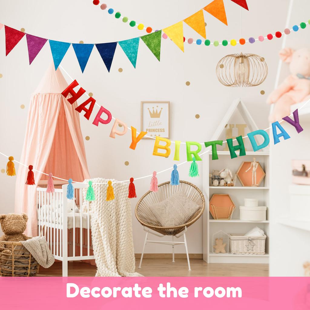 Alles Gute zum Geburtstag Dekoration Luftballons Rosa Blau Buchstaben Filzstoff Ballons Set Geburtstagsfeier Deko Luft Globos Balony Anniversaire