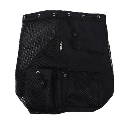 Swim Bag Oxford Cloth Mesh Drawstring Backpack Portable Beach Backpack for Cycling Swimming Surfing Black