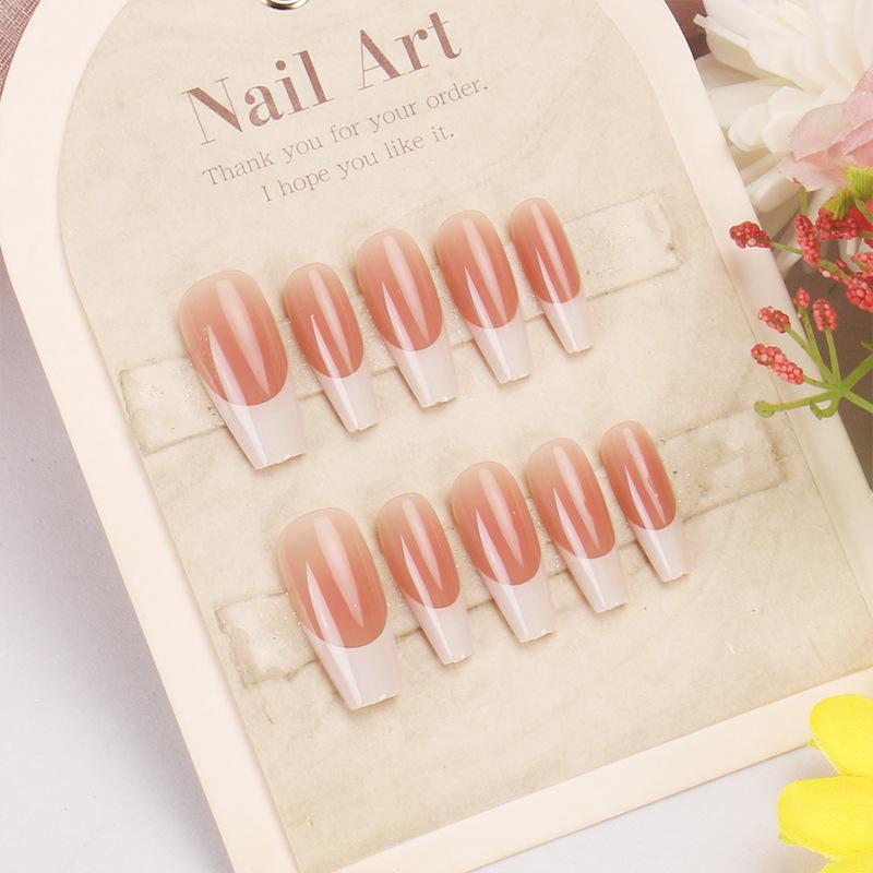 30Pcs White Edge Nail Wear White Edge Blush Press Elegant Fake Nail Tips Skin Brightening Artificial Nails For Diy Nail Art