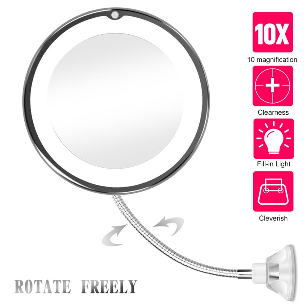 10X Magnifying Makeup Mirror LED Mirror Adjustable Flexible Gooseneck Locking Suction Cosmetic Mirror Magnification Mirrors,Vanity Mirror For Bedroom