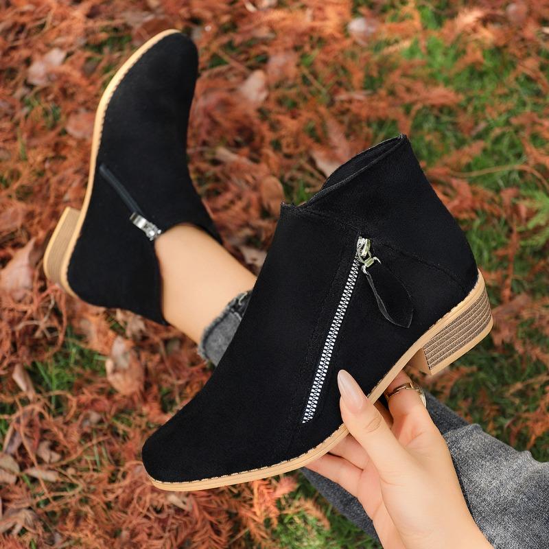 

Новые короткие ботильоны с одним носком, остроносые, на толстом каблуке, на молнии сбоку, обувь больших размеров, Dr. Ботинки Мартенс для женщин 40 чёрный