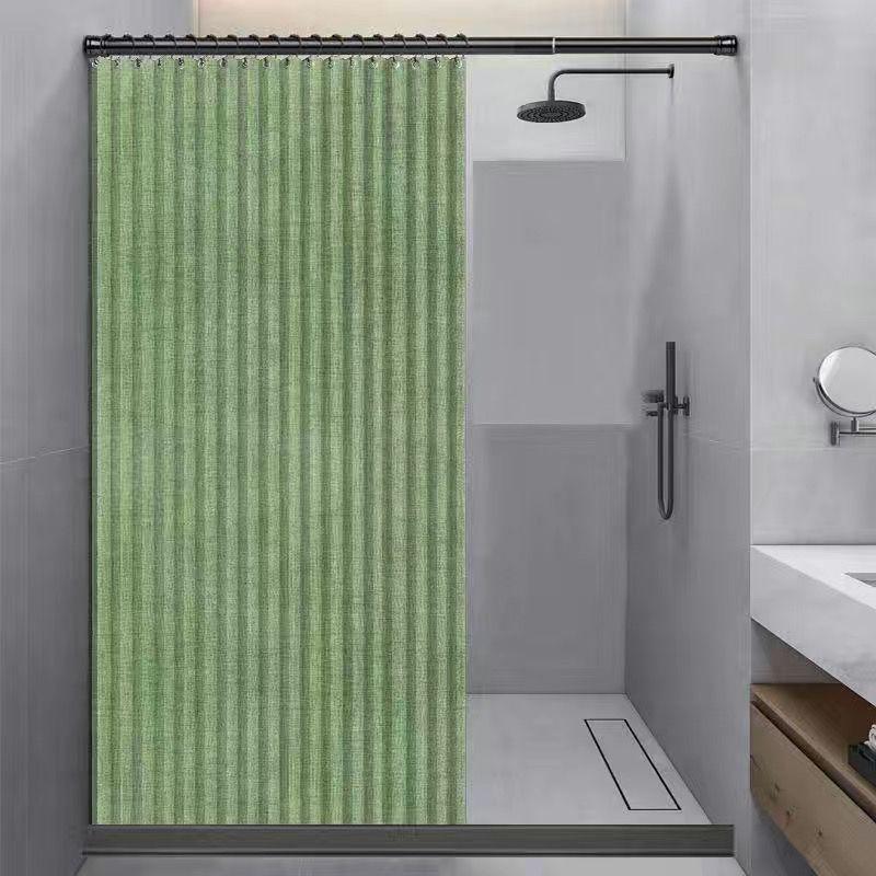Magnetic No-Drill Waterproof Folding Shower Curtain Set for Bathroom Wet/Dry Separation