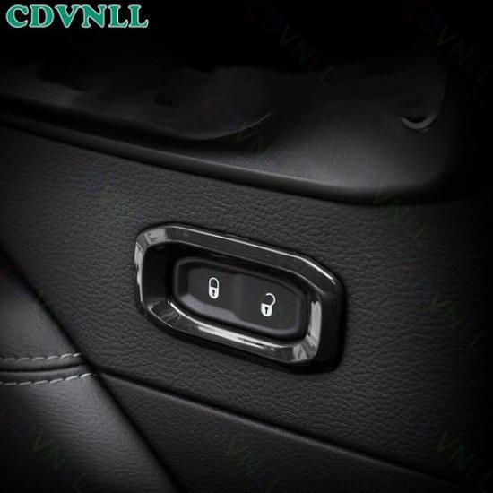 Interior Door Handle Lock Switch Trim For Jeep Wrangler JL JT 2018+ Bright Black