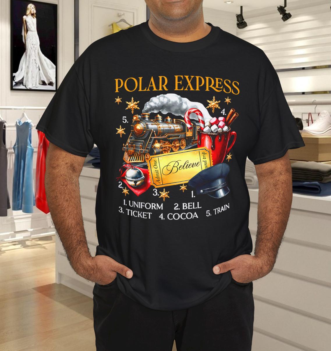 Vintage Believe Train North Pole Polar Express All Abroad T-Shirt Mens Womens Tees Top M