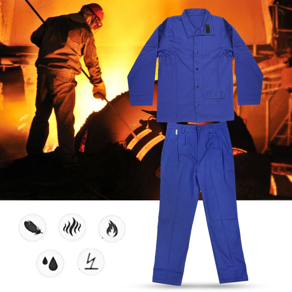 Wear Resisting Fireproof Welding Protective Clothing Suit Safety Welder Work Protection Blue(XL )