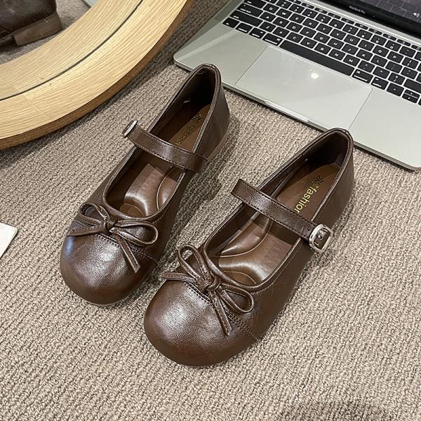 Fashion Shoes Woman 2025 Female Footwear Shallow Mouth Soft Bow-Knot New Dress Grandma On Heels Summer Butterfly Butterfly-knot Mary