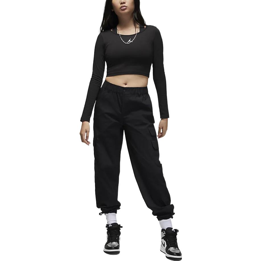 Jordan Flight Chicago Logo Patch Pocket Straight Leg Cargo Pants Women Bottoms Black DQ4624-010