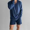 Herren Frühling und Herbst Langarm Stricktops Einfarbig Lässig Bequeme T-Shirts