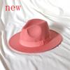 Skórzany Różowy Kapelusz Fedora z Szerokim Rondem Jazzowy Kapelusz Jesień/Zima Klasyczny Elegancki Kapelusz Panama Kapelusz Dżentelmena Sombrero