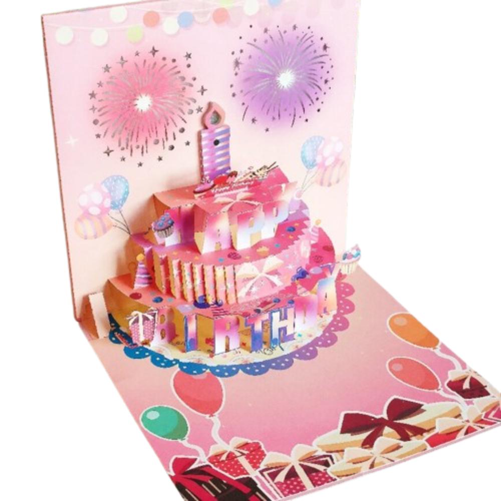 Fireworks Effect 3D Popup Greeting Card Musical and Light Luxurious Foil Stamping Cards  Child