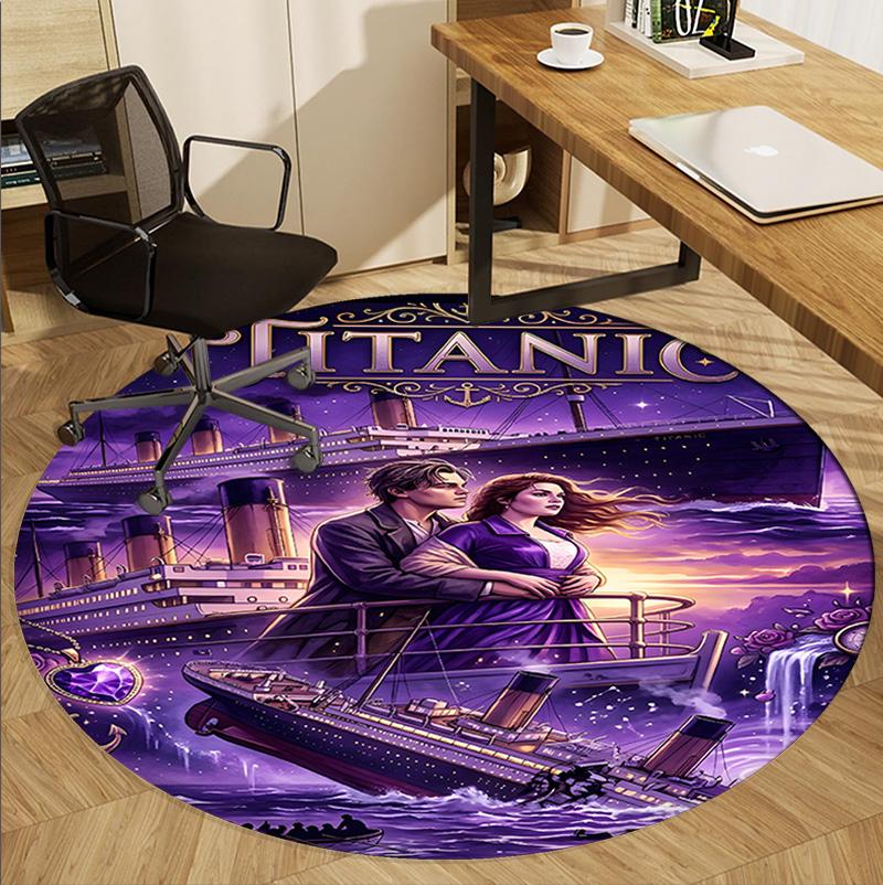 RMS Titanic Pattern Round Rug, Indoor/Outdoor Mat, for Picnic, Gameroom, Bedroom, Office, Living Room, Home Decor Carpet, Birthday Gift