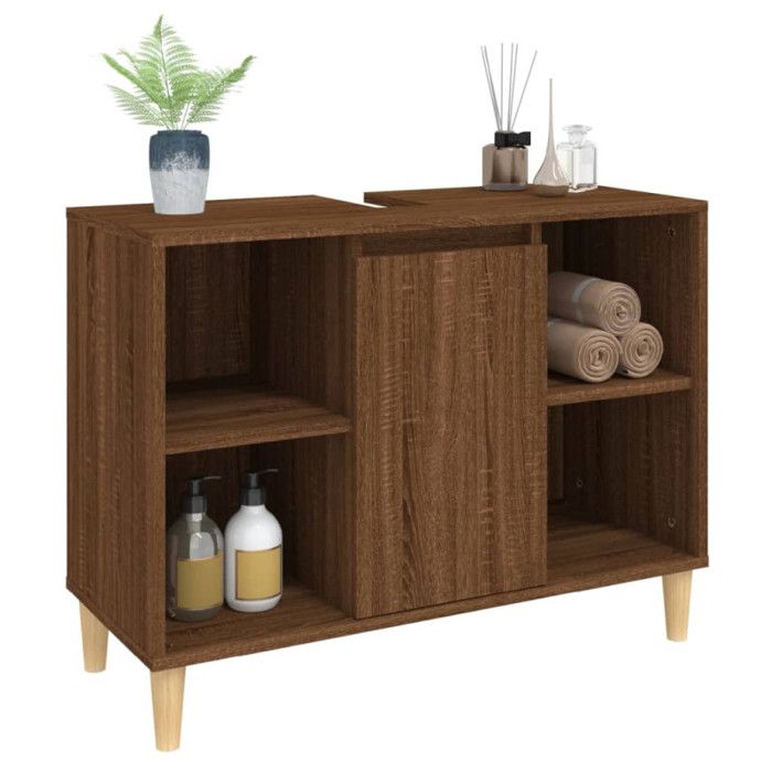 VidaXL Sink Cabinet Brown Oak 80x33x60 Cm Engineered Wood 821291