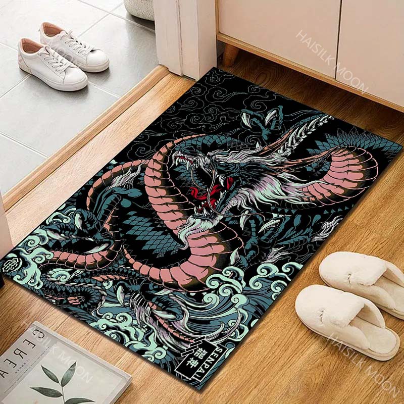 1PC Dragon and Waves Carpet for Living Room Bedroom Sofa Home Decor Rus Non-slip Floor Mat Luxury Gift Multiple Sizes