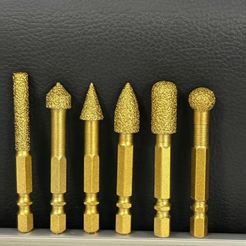 3/6Pcs Diamond Grinding Head Tile Rotary File Polishing Head For Iron Ceramic Tile Fits Drill