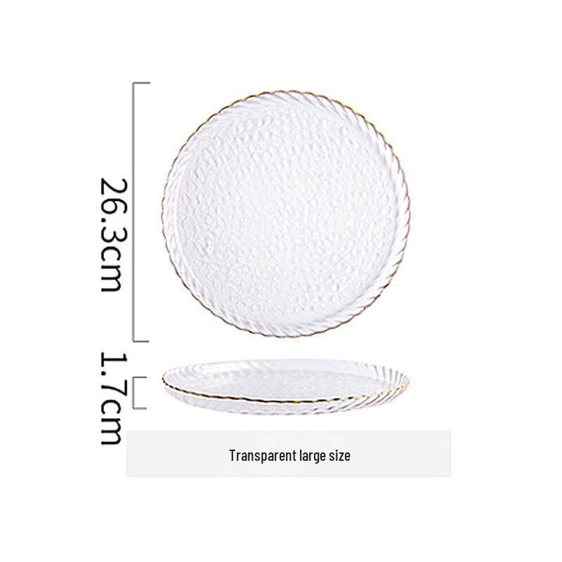 Nordic Style Glass Dinner Plate with Gold Rim