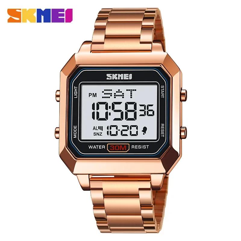 SKMEI 2149 Night Glow Electronic Watch Men's Electronic Square Steel Band Student Multi Functional Sports Waterproof