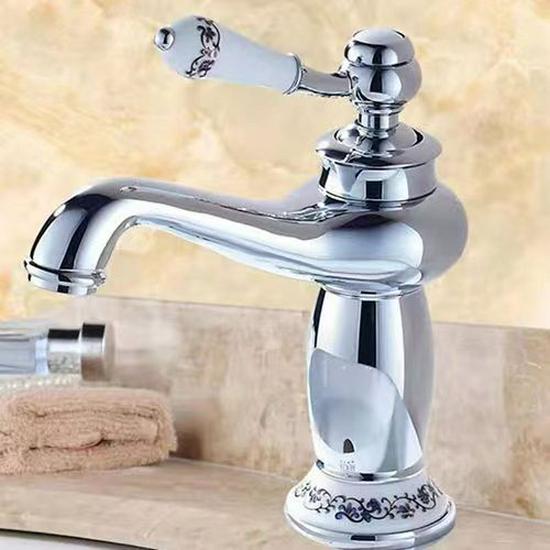 Evropská starožitná růžově zlatá a nefritová magická lampa umyvadlová baterie - Horká/studená směšovací