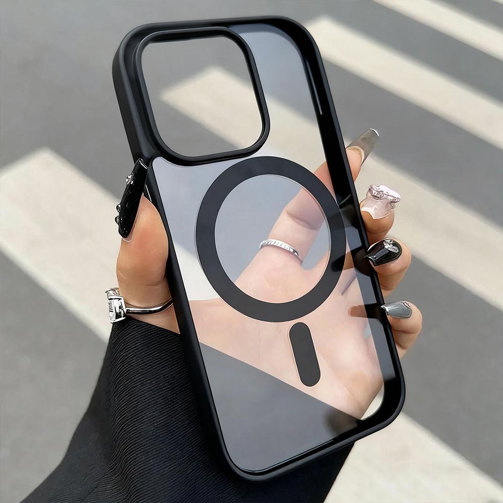 Luxury Magnetic Wireless Charge For Magsafe Case For iPhone 17 Pro Max 16 15 13 12 11 14 Pro Shockproof Bumper Transparent Cover
