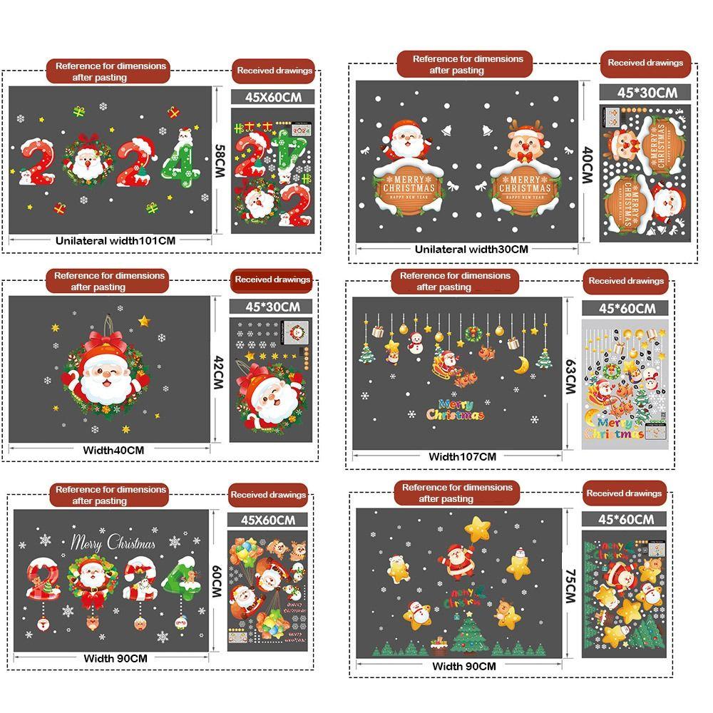 New Year Xmas Wall Sticker Snowflake Santa Claus Elk Glass Decal Gift Window Sticker  Home Decor