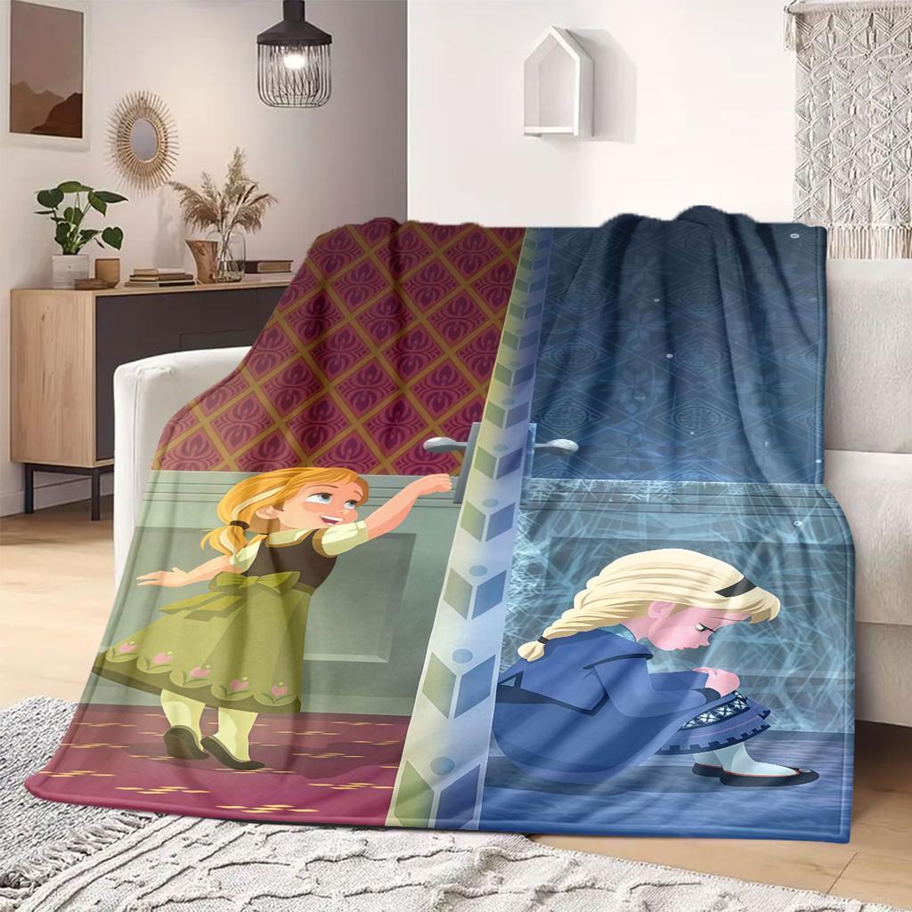 Frozen Flannel Blanket Cartoon Print Design for Travel Picnics Bedrooms Sofas Beds Chairs Home Decor Various Sizes Available