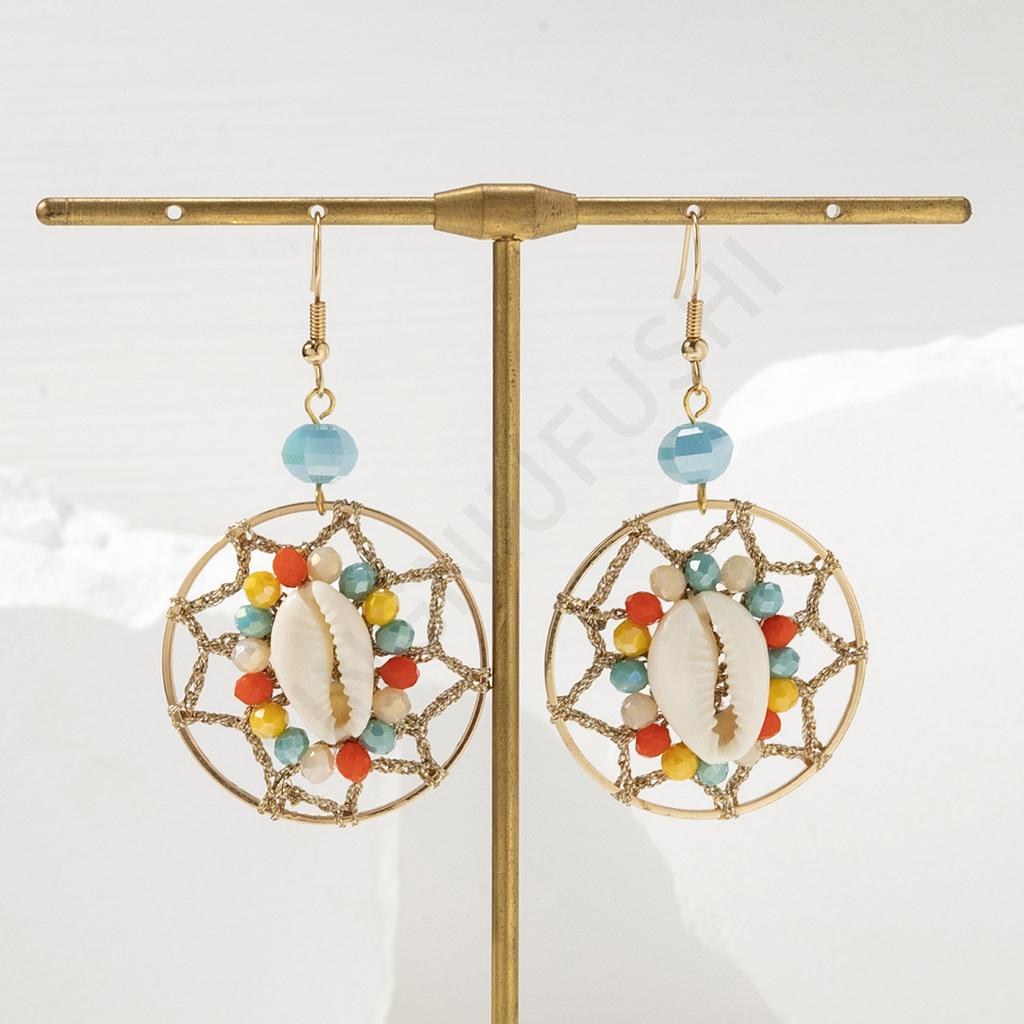 European and American fashion popular shell earrings women's holiday style handmade color personalized simple earrings earrings