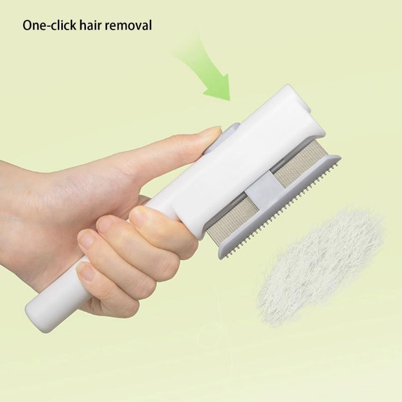 Cats Grooming Brush With Release Button Pet Hair Removal Comb For Short Long Hair Cats Massaging Shedding Cleaning Tool