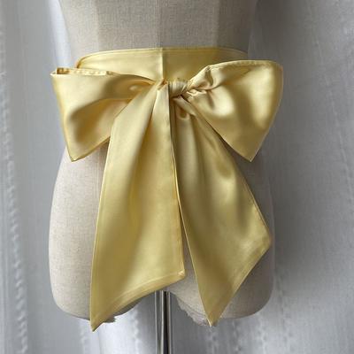 Fashion Satin Silk Bow Corset Waist Belt Wide DIY Lace Up Waistband Strap Decorative Waist Cover For Women Lady Girl Bridal