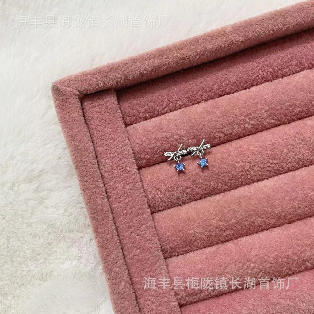 Screw Earbone Nails, Blue Zircon Bow Cochlear Earrings, Women's Niche Simple Personality Versatile Temperament Earrings