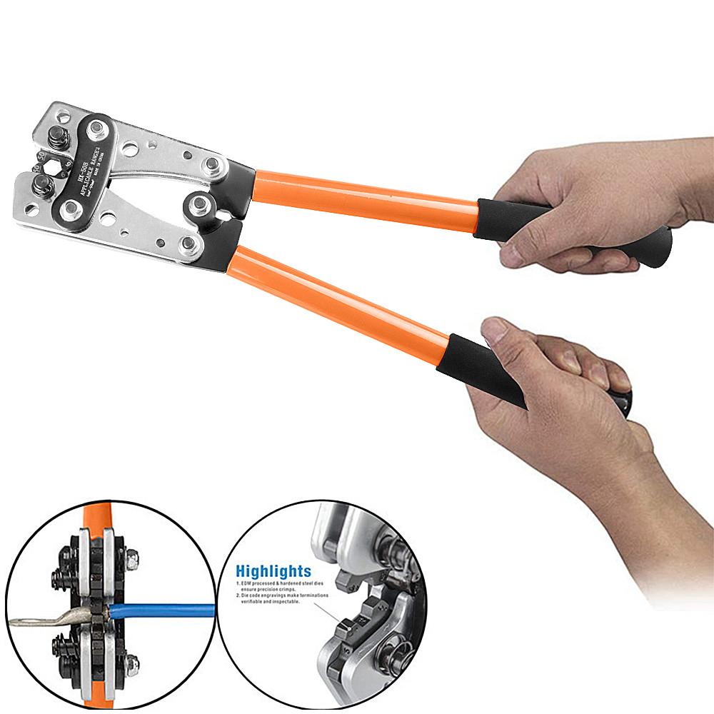Cable Crimping Pliers 6-50mm²/AWG 10-1/0 Tube Terminal Crimper Hex Crimp Tool Battery Cable Lug Cable Hand Tools