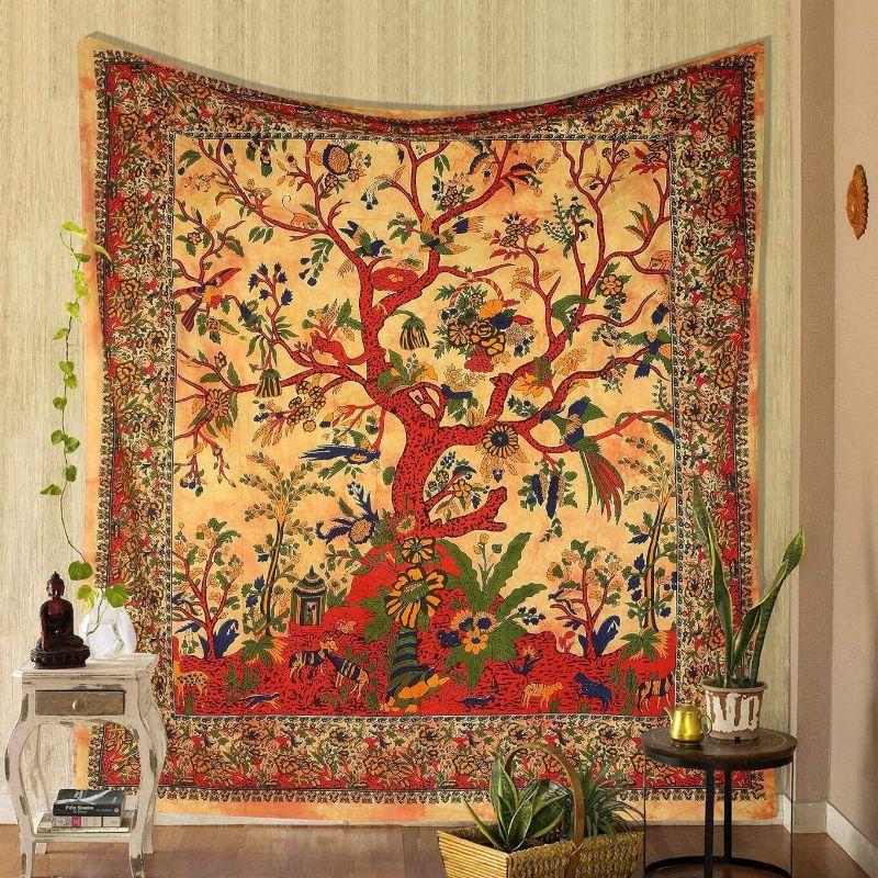 Boho Baum des Lebens Wandteppich, Polyester Bohemian Natur Wandbehang, Schlafzimmer Wohnheim Heimdekoration, Spirituelles Geschenk