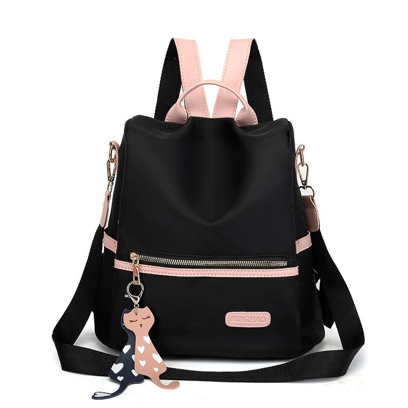 Women's Handbag and Backpack New Female Backpack Simple Classic Style Contrast Color Large Capacity Casual Shoulder Bag with Pendant for Women Ladies