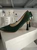 Green Plaid Classic Casual High Heels New Pattern Embossed Fashion Oversize Shoes In Spring and Summer 2026 Pumps Women Shoes