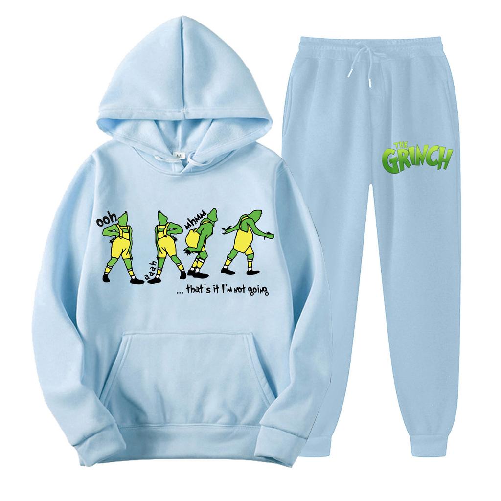 Women's Hooded Sports Tracksuit Unisex Two-Piece Running Outfits Long Sleeve Pullover Hoodies Sweatshirt+Sweatpants Set