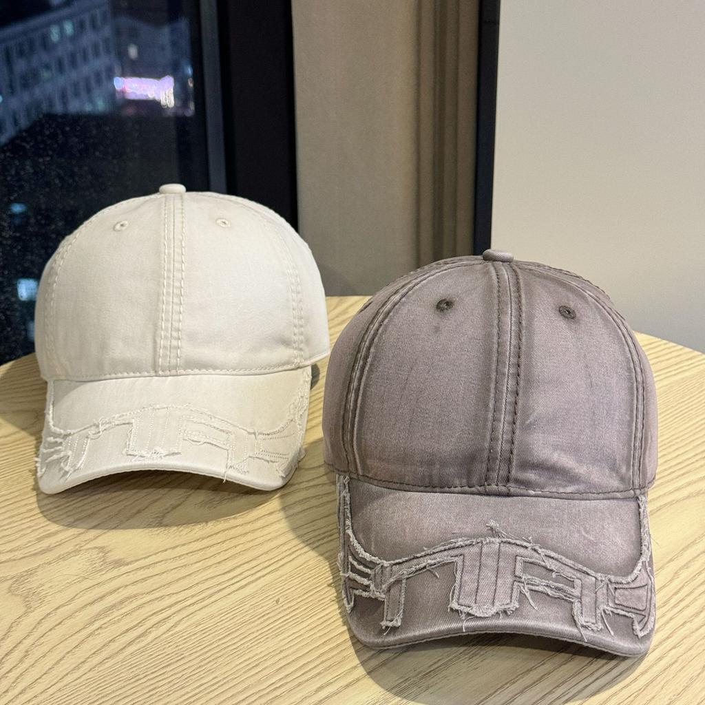 New American-style washed vintage baseball cap for women with wide brim that makes the face look smaller, duckbill cap for men and couples, versatile