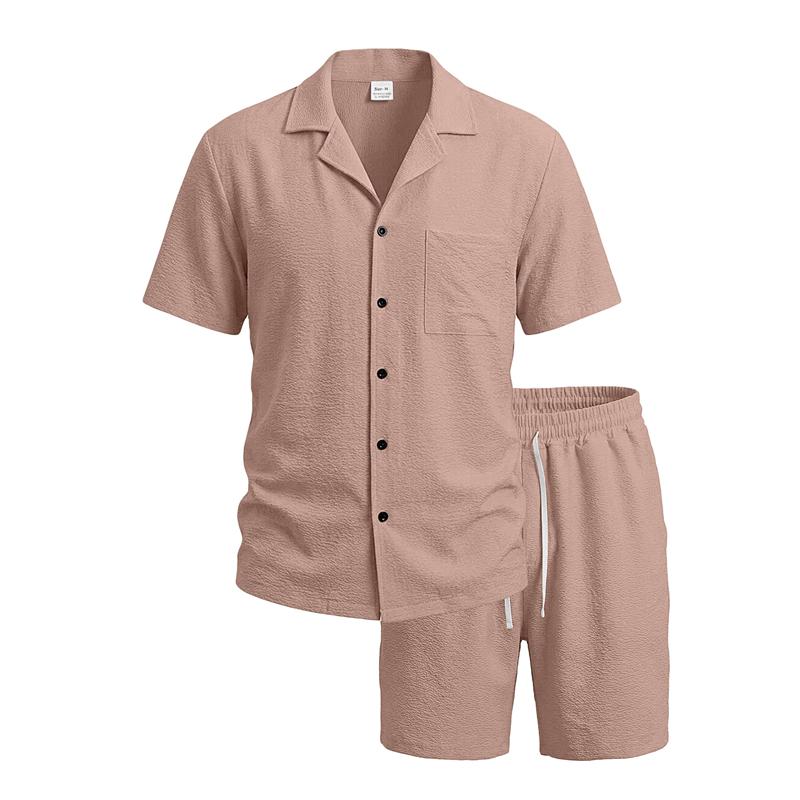 Set Camicia Estiva Uomo Casual Outdoor Tuta 2 Pezzi Ehome Abbigliamento Pigiama Comodo Traspirante Spiaggia Manica Corta Set