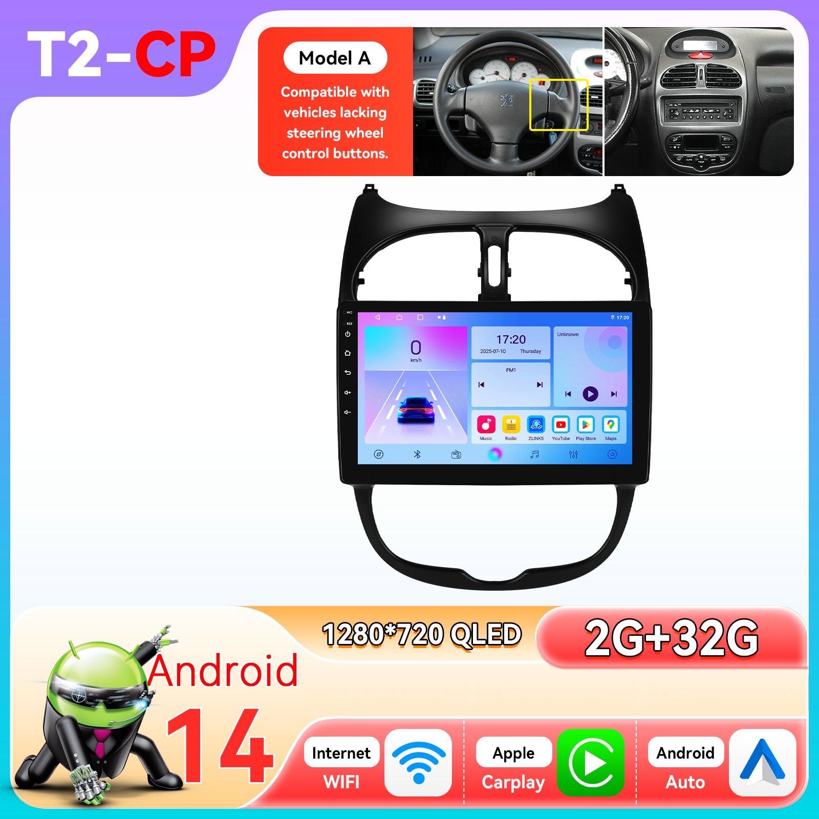 

Hizpo Snapdragon Carplay Android Car Radio for Peugeot 206 206CC 206SW 2000 - 2008 Navigation GPS Multimedia Player Stereo Audio Intelligent Screen T2CP 4Core 2G 32G A