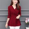 Casual Winter Neue Plüsch und Verdickte Unten Frauen top Bluse Volle Hülse spitze Bluse V-ausschnitt Lila tops Blusen Hemd