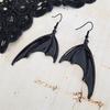 Gothic Punk Large Black Vampire Bat Wings Dangle Earrings for Women Men Hallowmas Party Demon Slayer Personality Jewelry Gifts