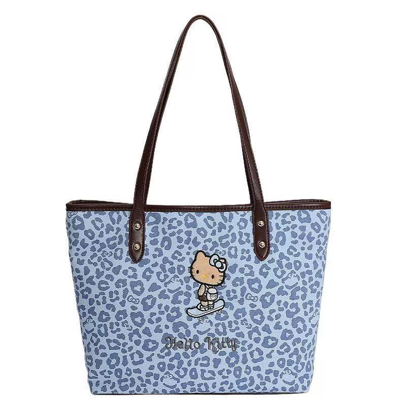 Hello Kitty Leopard Pattern Pu Backpack With Vintage Design And Spacious Storage For Casual Outings